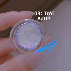 Bột Nhũ Móng Tay Aurora Chrome 0.5g/Hũ Màu Trắng Ngọc Trai Sáng Bóng Hiệu Ứng Gương Ánh Trăng Dùng Cho Trang Trí Móng
