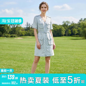 Multiple Pockets Dual Zip Roll Up Sleeve Dress