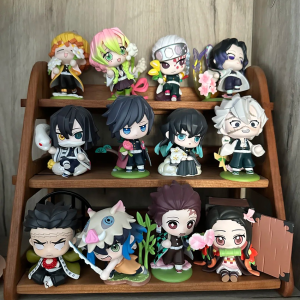 Bandai | Demon Slayer Figure Toy Anime Kimetsu no Yaiba Q Version Sitting Tanjiro Nidouzi Inosuke Zenizu PVC Figurine Model Doll Gifts