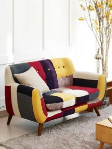 Japanese Style Small Living Room Creative Single Double Three-Seater Colorful Fabric Designer Sofa Vacation Home Casual Sofa