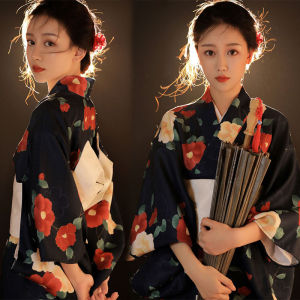 Traditional Japanese School Uniform Cherry Blossom Print Dress Photography Costume Womens Ethnic Wear Stage Costume