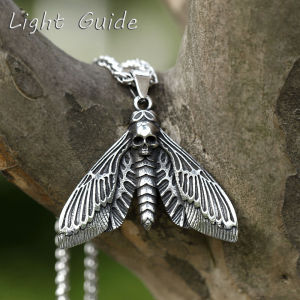 2022 NEW Mens 316L stainless-steel   Death Head Skull Butterfly Moth Pendant Necklace for teens Animal Jewelry ree shipping