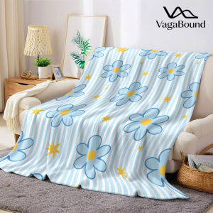 Stripe Daisy Flannel Blanket Warm Soft Halloween Christmas Decorative Couch Warm Cozy All-Season Gift