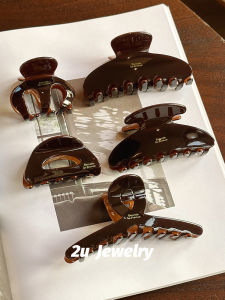 Large Chocolate Brown Shark Clamp Hair Accessories Half round Classic Style Fashionable Hair Grips for Women Girls Hair Decorations