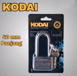 KODAI Gembok Baja 40mm Panjang Pagar Rumah Gembok Leher Panjang