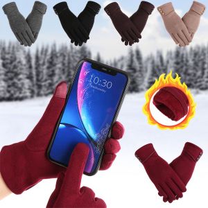 QIANHUAHOU Graceful Thicken Windproof Touch Screen Gloves Plus Velvet Driving Mittens Skiing Gloves
