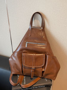 British Style Soft Leather Backpack Foldable Multifunctional Commuter Bag Large Capacity for Students Going out Book Bag