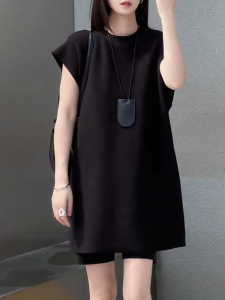 QINGNAER | Black Loose Stylish T Shirt