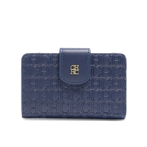 CH Exquisite Simple Womens Fashionable Short Wallet Pure Blue Luxury Brand Letter Printed Style Womens Card Bag