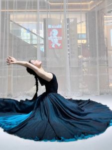 Elegant Double Layer Long Skirt for Women Classic Dance Performance Split High Hemline Two Sided Wear Sport Fitness Fan Gear