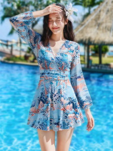 XTEP | Flattering Tummy Control Long Sleeve One-Piece Swimsuit