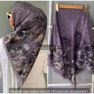 Hijab Jilbab Segi Empat Voal Laser Cutting