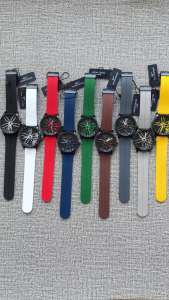 Empirewatches Jam Tangan Tecno Sport P8 Analog Pria Cowok Spinning Wheel Phospor Rotating Wheel Strap Silikon Ion Plated Case Original