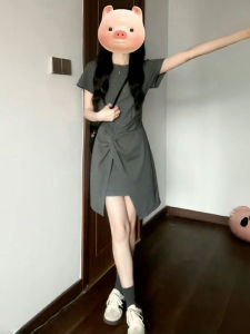 LIRUSHAN | Short Stature Gray A-Line Dress Summer