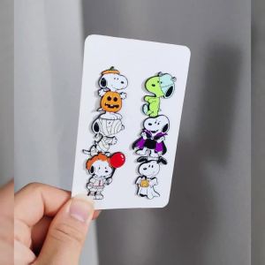 Bandai | 6pcs Halloween Themed Cute Cartoon Dog Enamel Pin Collection Decorative Lapel Pins for Bags Holiday Gift for Friends