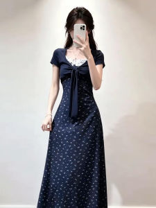 BIFEIMENG | Đầm Hoa Ren Pháp Elegante Màu Xanh