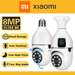XIAOMI CCTV Dual Cam Outdoor CCTV Camera No Need Internet CCTV Bulb Camera With Night Vision 360 Panoramic Wireless Smart Security Camera Two Way Audio