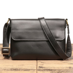 Mens Cowhide Bag Flap Fashion Shoulder Bag 7.9 Inch iPad Phone Bag Vintage Leather Crossbody Bag Gift for Husband