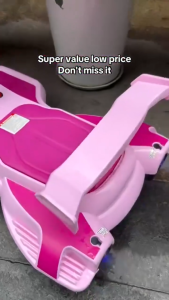 Childrens electric toy car for girls toy scooter with spray effect LED lights music and remote control.