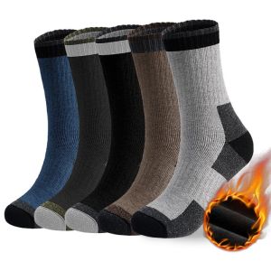 1/5 Pairs Winter Warm Thick Towel Bottom Socks Moisture Wicking Hiking Socks Men Women Thermal Breathable Cycling Outdoor Socks