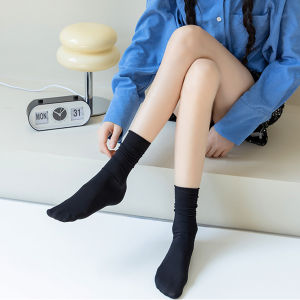 Amoki Women's Socks: Pure Color & Breathable Calf Socks