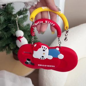 Sanrio | Ins Style Cartoon Hello Kitty Phone Case For iPhone 17 16 15 14 13 12 Pro Max 17 Pro Shockproof Cover With Handle Kitty Lanyard