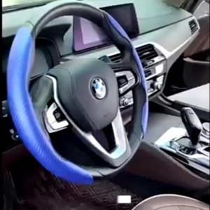 2PCS Car Steering Cover Side Clamp Leather Carbon Glossy Shining myvi axia alza bezza ativa baru persona saga waja city