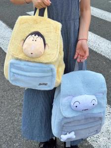 Túi Đeo Vai Bằng Vải Nhung Hoạt Hình Dễ Thương Cho Học Sinh Thường Ngày Có Ngăn Đựng Sách Túi Đeo Vai Mềm Có Khóa Kéo
