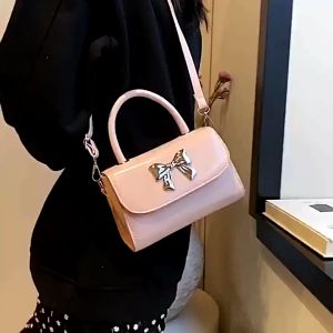 Túi xách phối NƠ BẠC đẹp túi cầm tay đeo chéo da trơn đi chơi phong cách dễ thương C274