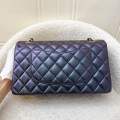 (Pre-loved) Chanel Medium Classic Flap CF in Iridescent Black Lambskin and LGHW (Model: A01112). 