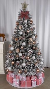 Flocking Snowflake Christmas Tree 4ft 5ft 6ft White Christmas Tree Flocking Tree Home Christmas Day Decorations