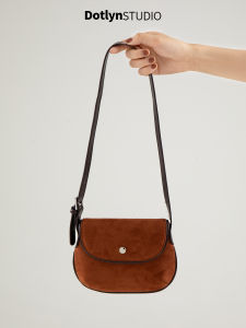 Fashionable Faux Velvet Texture Saddle Bag Womens Single Shoulder Bag Korean Style Commuter Bag Dotlyn Blogger Retro Style