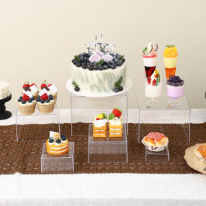 5pcs/6pcs Acrylic White/Transparent Cake Display Rack Suitable for Business Birthday Banquets Weddings Holiday Decoration Racks