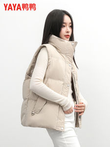 Winter Short down Jacket Womens Casual Stand Collar Vest Polyester Fiber 90% above Grey Duck down Filling Fashionable Leisure