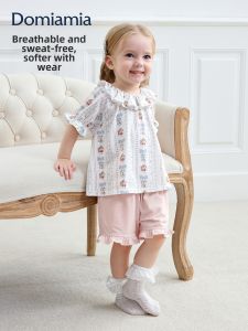 DOMIAMIA | Girls Short Sleeve Shorts Pajama Set Spring Summer Lightweight