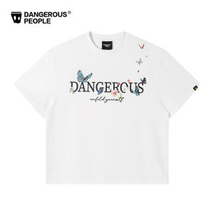 Dangerous People Xue ZhiHuan DSP Butterfly Embroidery Cotton T-Shirt Summer Loose Short Sleeve Casual Drop Shoulder Top