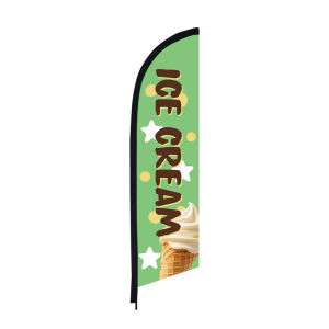 Feather Flag of Ice Cream Shop Only Flag Without Pole Kit Can be Customized Beach Banner for Cold Drink Dessert Advertising & Outdoor