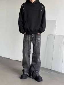 Washed Straight Leg Jeans Mens Stylish Casual High Street Loose Long Pants Spring Autumn Wear for Teenagers Youth Fashion