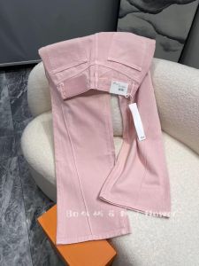 High Waist Loose Fit Pink Wide Leg Jeans Long Pants Spring New Style FLOWER CASKET Denim High Waist Temperature Regulation