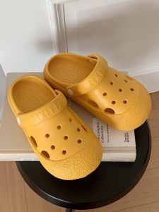 Casual Two-Way Parent-Child Hole Shoe Summer Versatile Simple Style Solid Color Toe-Covering Sandal Women Hollow out Design EVA Material