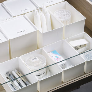 Dustproof Drawer Style Storage Box with Cover Japanese Partition Makeup Cotton Stationery Mask Miscellaneous Organizer Box