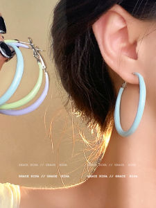 Exaggerated Colorful Drip Glaze Hoops Earrings for Women Geometric Pattern Alloy Ear Jewelry Fresh out Fashion Accessories