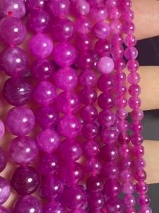 Đá Tourmaline Màu Hồng Tự Nhiên Hạt Tròn 4mm-10mm Để DIY Trang Sức Làm Vòng Tay Dây Chuyền 15 Inch