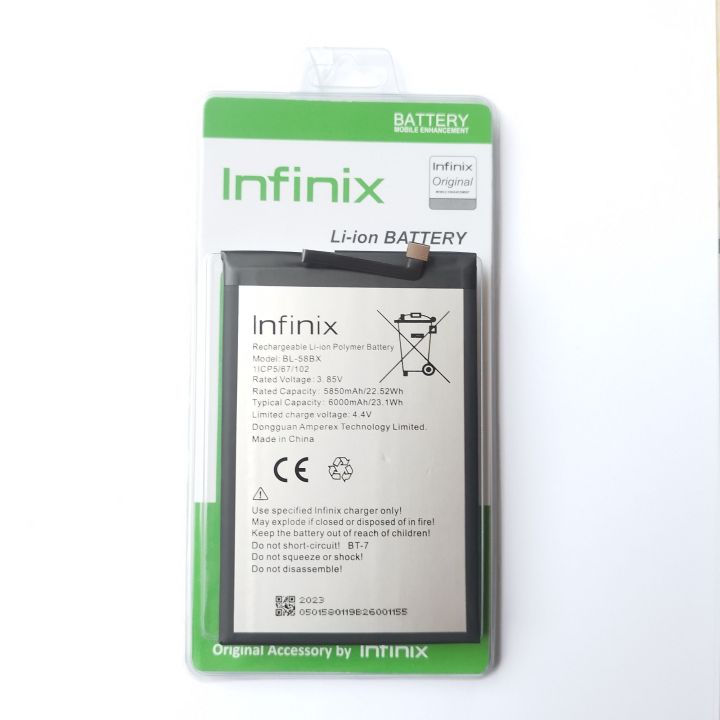 BATERAI ORIGINAL 100 INFINIX BL-58BX INFINIX HOT PLAY HOT 10