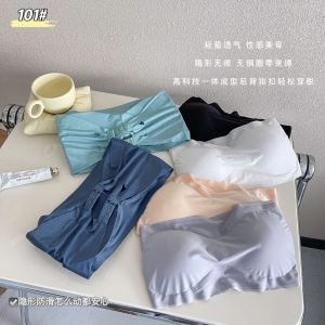 ZEEMIN Ice silk strapless tube top non-slip and anti-light one-word circumference girl chest wrap beautiful back seamless breathable underwear women