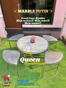 Meja set ruang tamu free 4 kursi bahan stainless stell