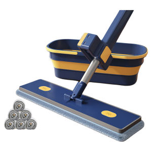 New 2025 Hand-Free Washing Flat Mop for Home Use Super Absorbent Lazy Persons Duster Polyester Fiber Stainless Steel Pole