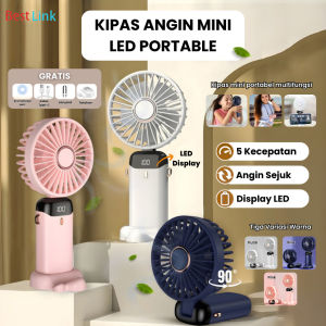 Kipas Angin Portable Mini USB 12000mAh Lipat + LED Display Portable Handheld Fan 5-Speed