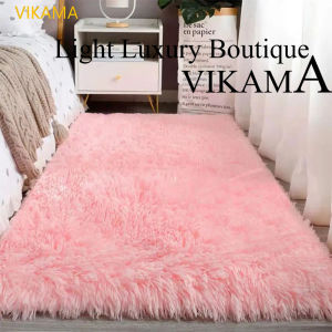 VIKAMA Modern Wind Silk Wool Rugs Bedroom Living Room Bedside Rugs Fluffy and Comfortable Not Easy to Lose Hair Rugs