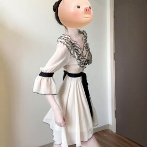 CHANGTONG | Chic French Slimming Waist Dresses Summer Wear